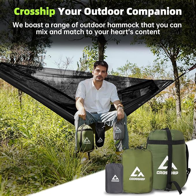 Camping Hammock with Mosquito Net – Portable Parachute Nylon Hammock Tent with - Image 3
