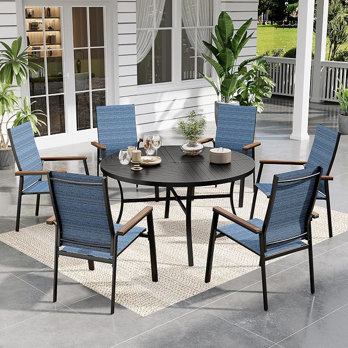 Sophia & William Outdoor Patio Dining Set 7 Pieces, 6 Aluminum Patio Dining by SophiaWilliam