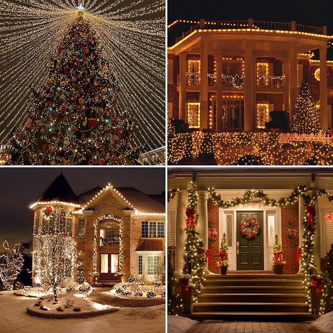 Solar String Lights for Outside, 2 Pack 200 Led Solar Christmas Lights Outdoor - Image 6