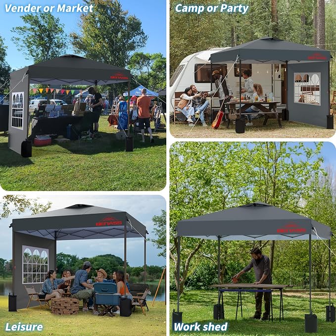 10x10 Pop Up Canopy with Sidewalls, Easy Up Canopy Tent, Heavy Duty Tents - Image 6