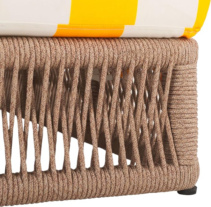 SAFAVIEH Outdoor Collection Gillian Heather Tan & Yellow Stripe Chaise Lounge - Image 12