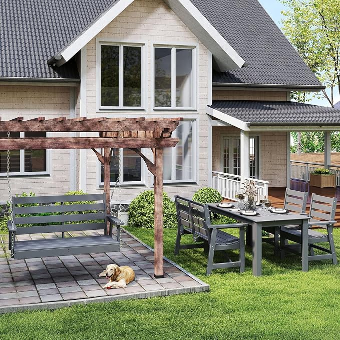 IVY&LANE Outdoor Porch Swing | HDPE Plastic | 2-Person | Hanging Bench Swings | - Image 7