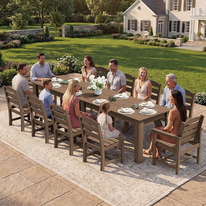 SERWALL Outdoor Dining Sets for 6, HDPE Dining Sets - Image 8
