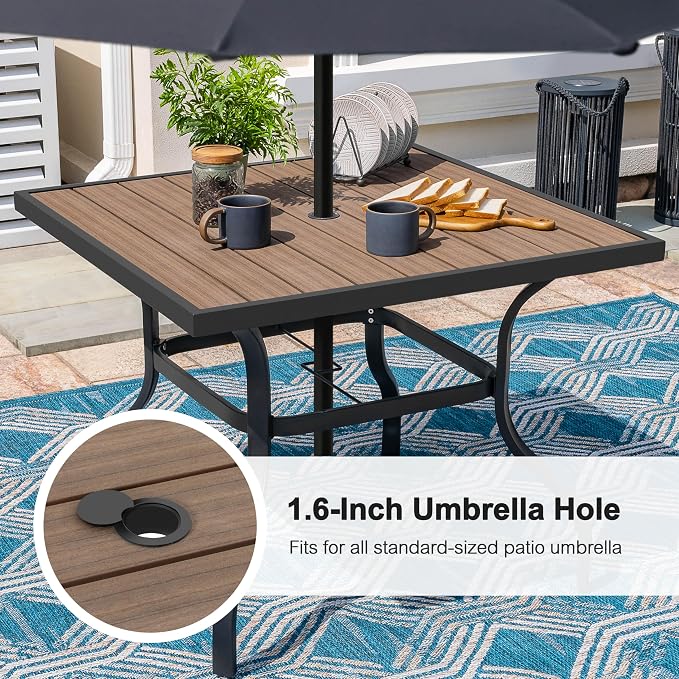 NUU GARDEN Outdoor 37” Square Metal Dining Table, Patio Dining Table - Image 5