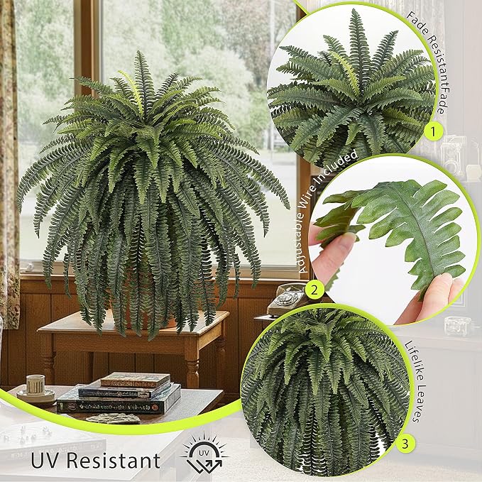 68" Artificial Ferns for Outdoor, UV Resistant Giant Faux Boston Fern Bush - Image 4