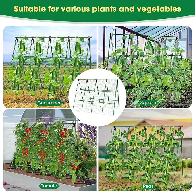 71" x 51" Cucumber Trellis for Raised Bed, A-Frame Garden Trellis for Climbing - Image 5