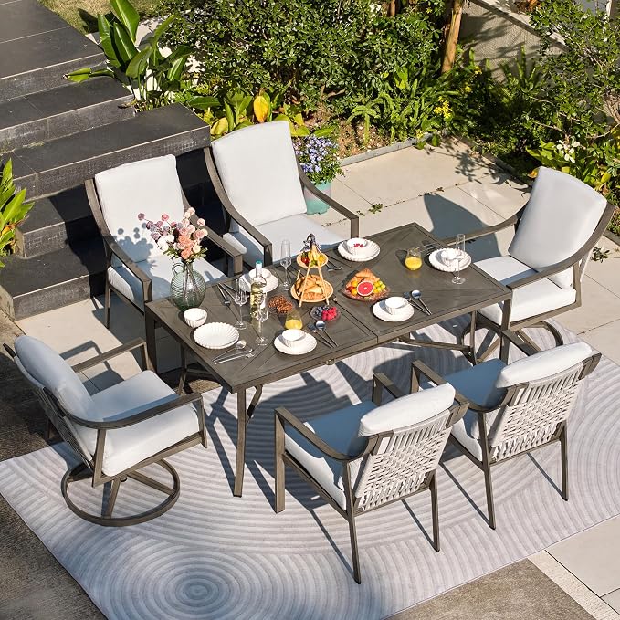 NATURAL EXPRESSIONS 7 Piece Patio Dining Table Outdoor Furniture Set - Image 7