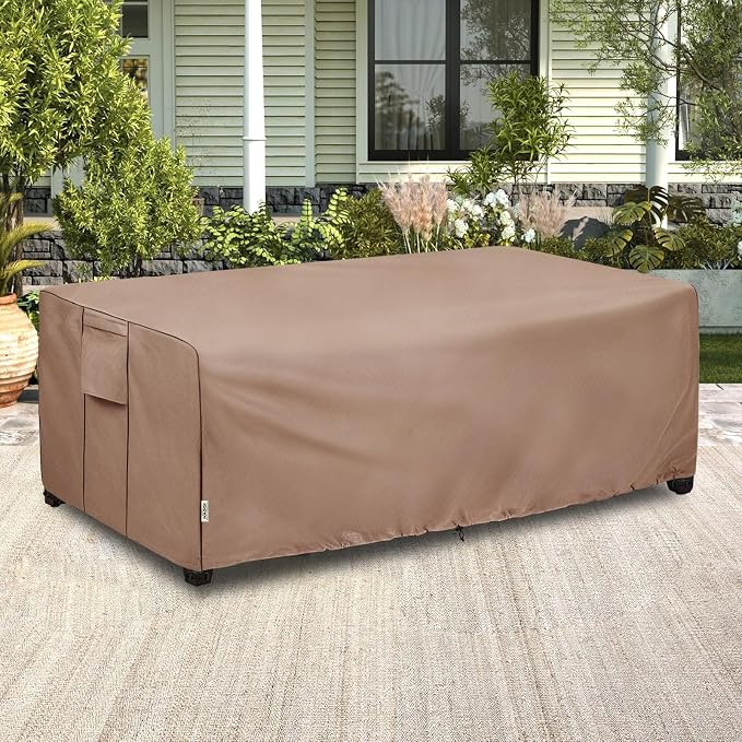 Outdoor Coffee Table Cover, 600D Waterproof Patio Rectangular Side Table Covers - Image 7