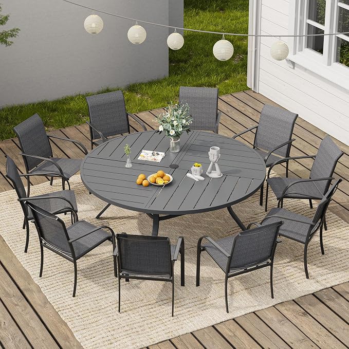 VICLLAX 63" Round Outdoor Table, Patio Dining Table - Image 4