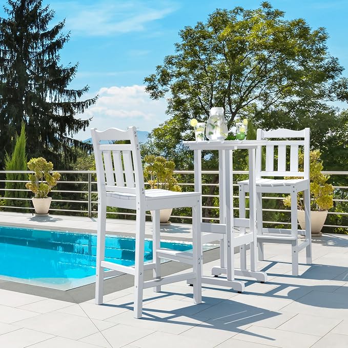 nalone Outdoor Bar Chairs and Table Set, HDPE Balcony Adirondack Chairs and - Image 8