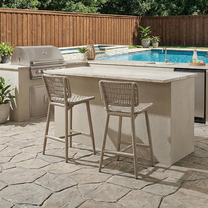 PURPLE LEAF Patio Counter Height Bar Stools Set of 4 Metal Bar Chairs - Image 8