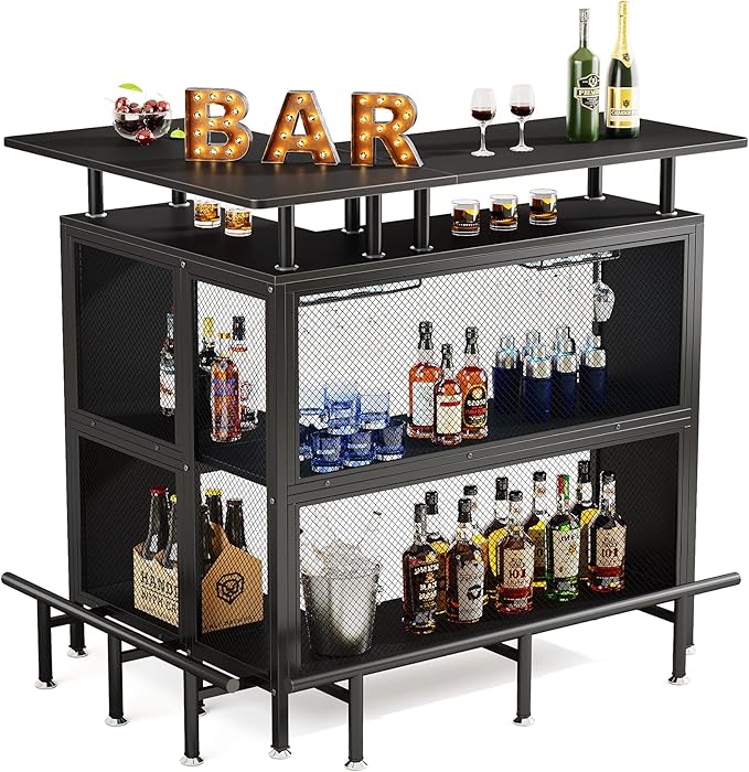 LITTLE TREE Home Bar Unit Mini Liquor Table Cabinet by LITTLETREE