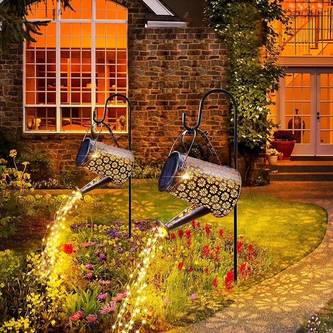 Solar Watering Can with Lights, Solar Outdoor Garden Decor Waterproof Large - Image 6
