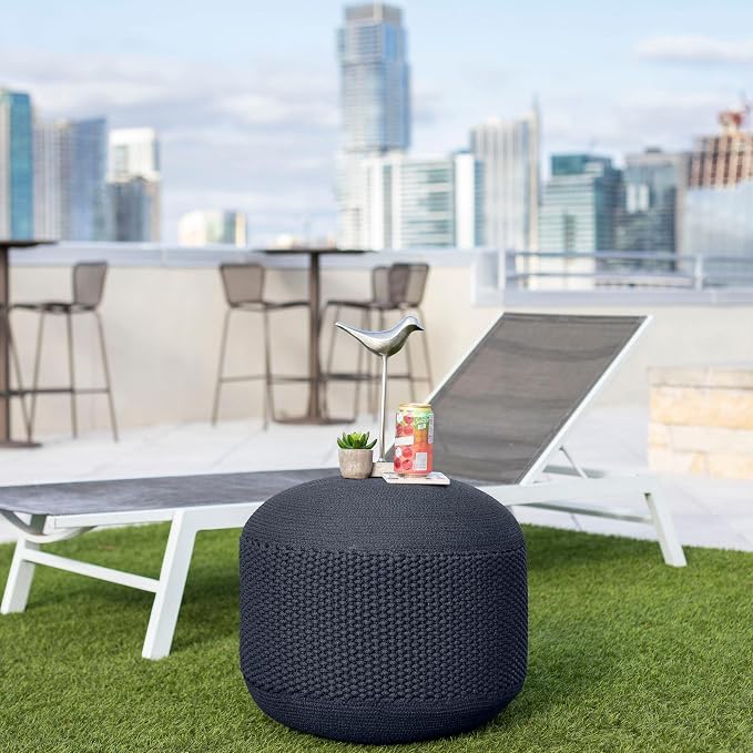 BIRDROCK HOME Outdoor Pouf Ottoman | Hand Woven Waterproof Foot Stool - Image 8