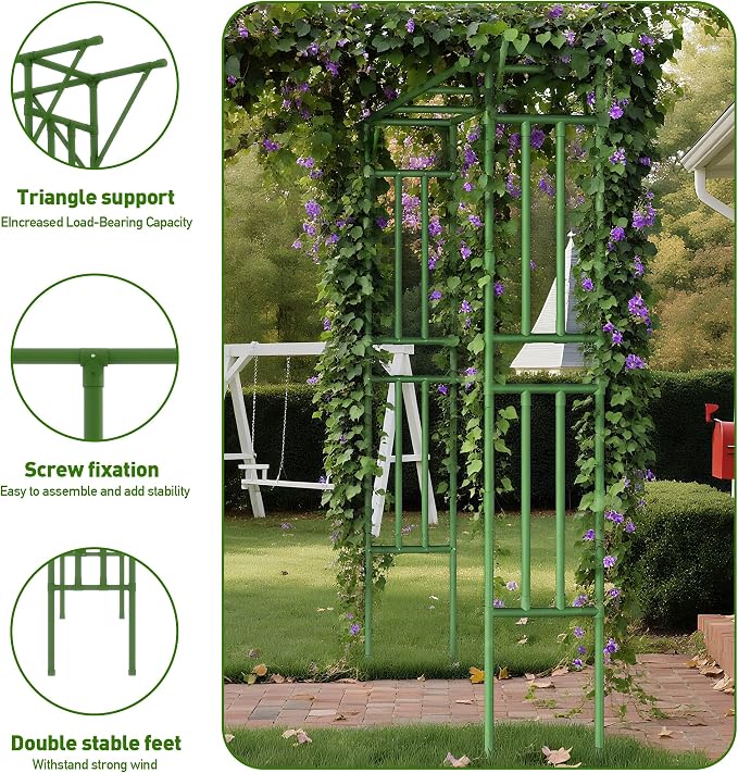 Flat Top Garden Arch Trellis 11FT x 9FT, Super Large Arbor Trellis - Image 2
