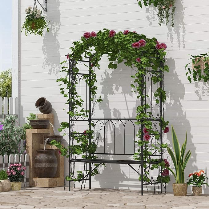 Outsunny Metal Trellis Arbor Arch - Image 2