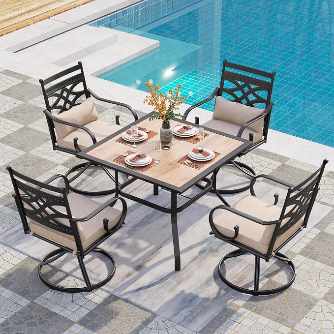 PHI VILLA 5 Pieces Outdoor Dining Set by PHIVILLAThepioneerofcomfortablehouseholdsupplies