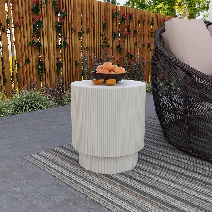 LeisureMod Modern Side Table Round Fiberstone Top Accent End Table - Image 2