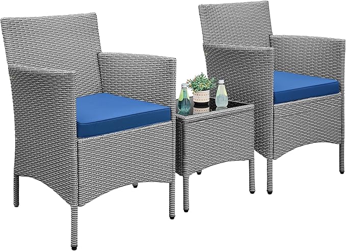Yaheetech 3 Pieces Patio Porch Furniture Set, Outdoor PE Rattan Wicker by Yaheetech