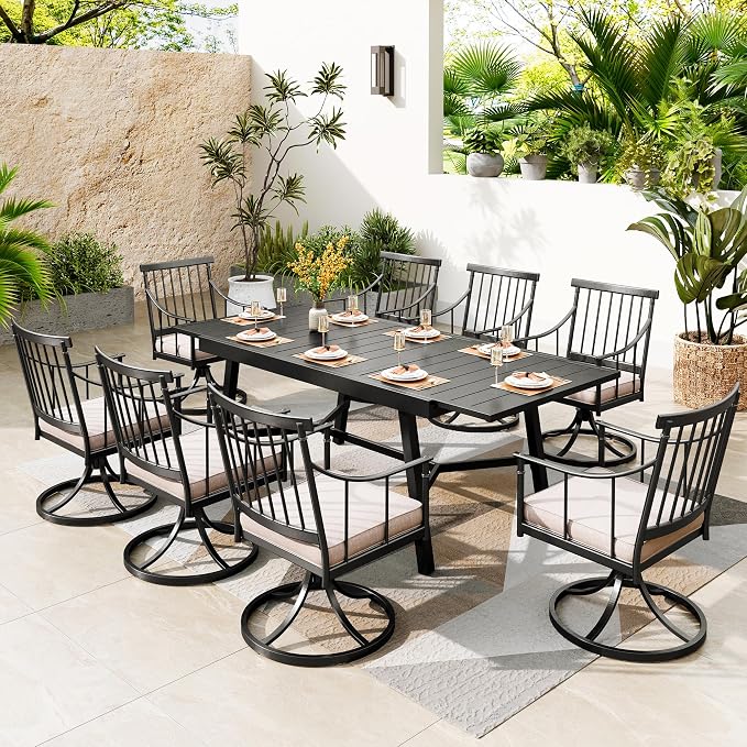 PHI VILLA Swivel Chairs Set of 2 Patio Dining Rocker Chair - Image 6