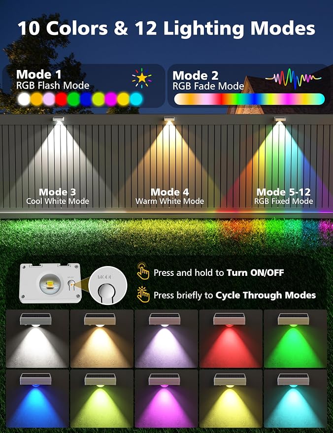 VOLISUN Solar Fence Lights, Fence Lights Solar Powered, IP65 Waterproof LED - Image 2