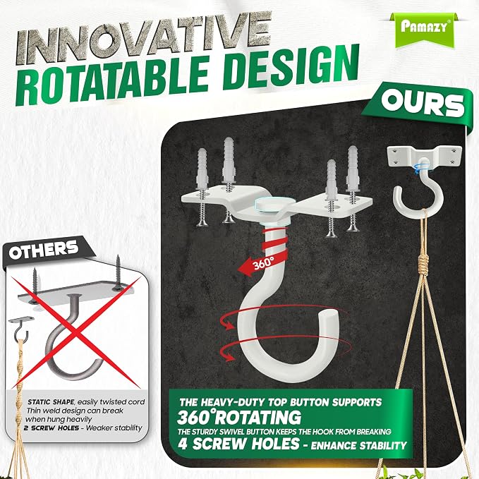 200LBS 4Pcs Rotatable Ceiling Hooks - Image 3