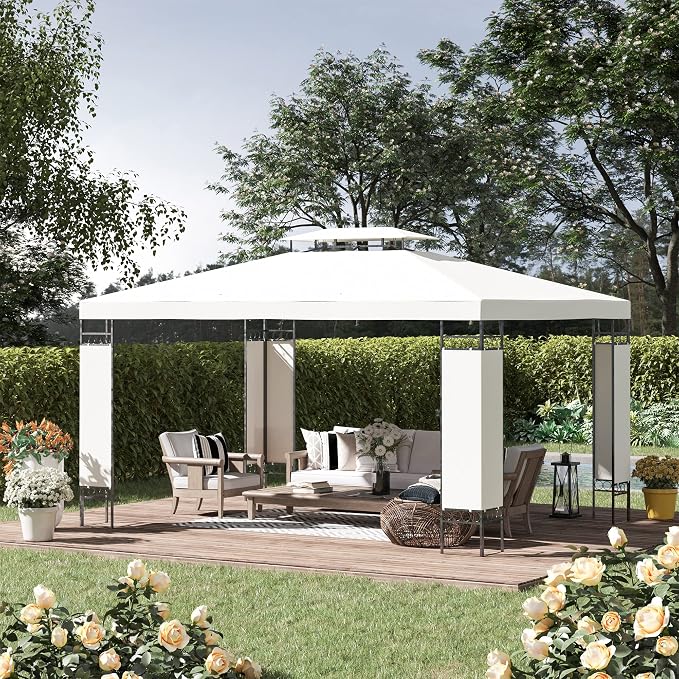 Outsunny 10' x 13' Patio Gazebo, Double Roof Outdoor Gazebo Canopy Shelter - Image 2