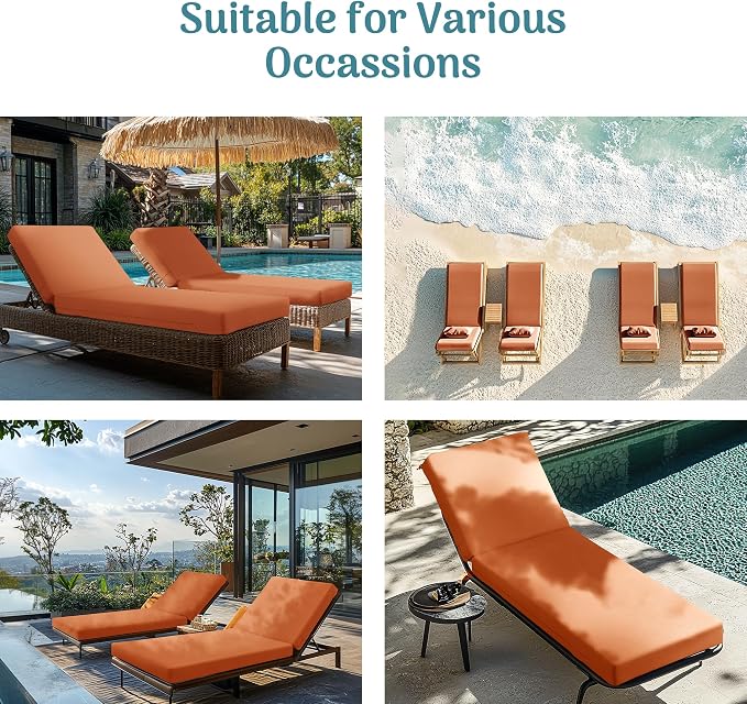 Codi Chaise Lounge Cushions Outdoor, Pool Lounges Chair Cushion Set, Waterproof - Image 6
