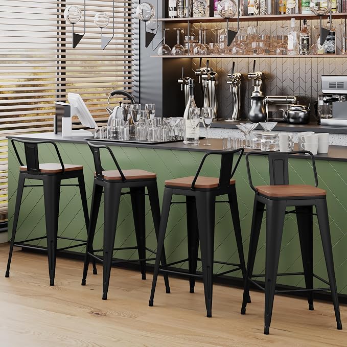Yongchuang 30 inch Bar Stools Set of 2 Bar Height Metal Barstools - Image 8
