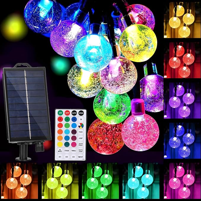 XEWEA Solar String Lights Outdoor 16 Colors 66 LED 39Ft Waterproof Outdoor by XEWEA