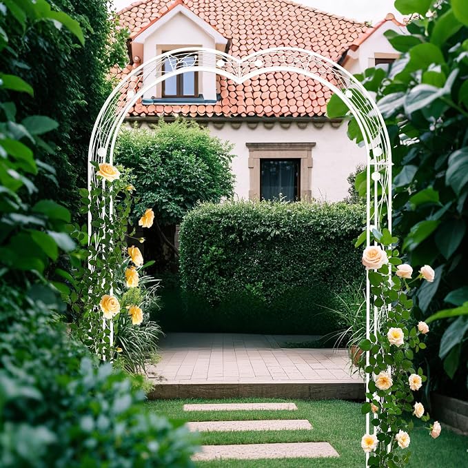 Metal Garden Arch 98.4" H White Garden Arbor Trellis - Image 4