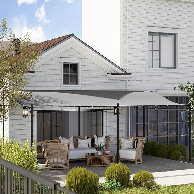 Outsunny 10' x 20' Outdoor Pergola Canopy, Wall-Mounted Metal Patio Canopy - Image 8