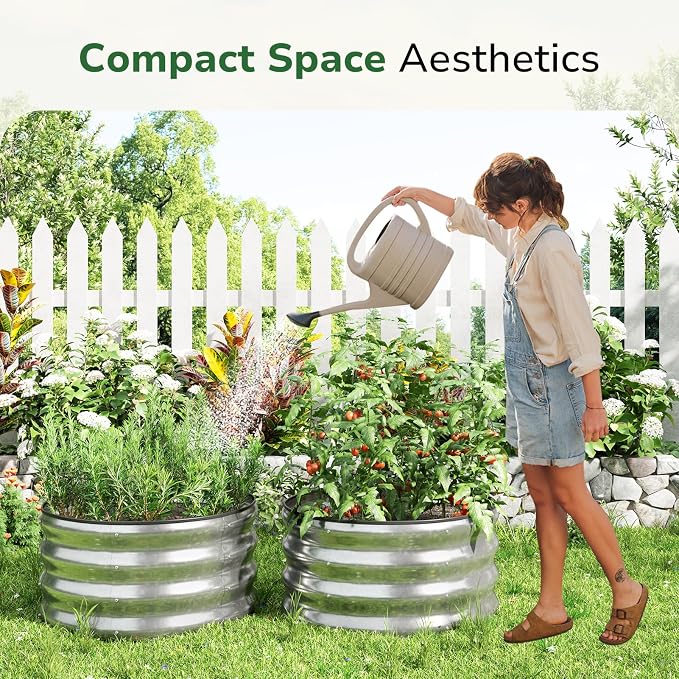 GreatBuddy 2x2x1 ft Round Galvanized Raised Garden Bed, Easy-Assembly Raised Bed - Image 2