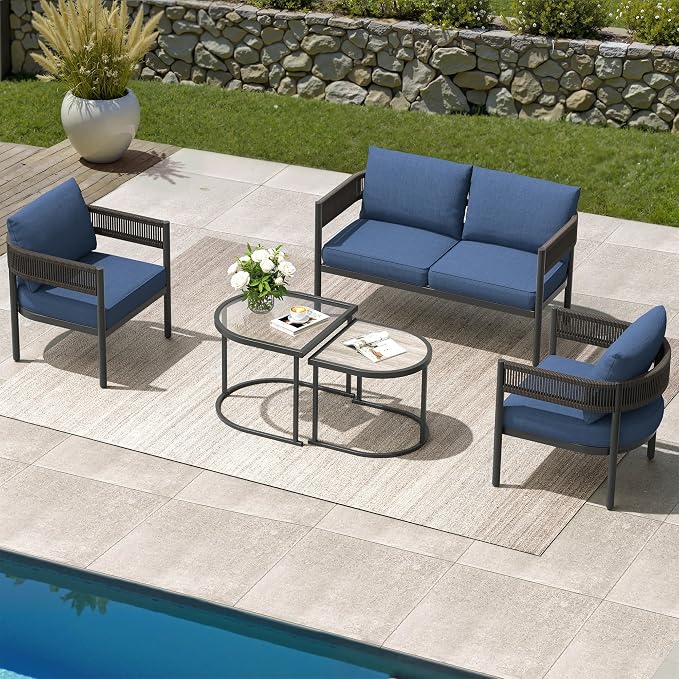 Grand patio 5-Piece Outdoor Furniture Set, 4 Seats Wicker Sofa Conversation Set - Image 3