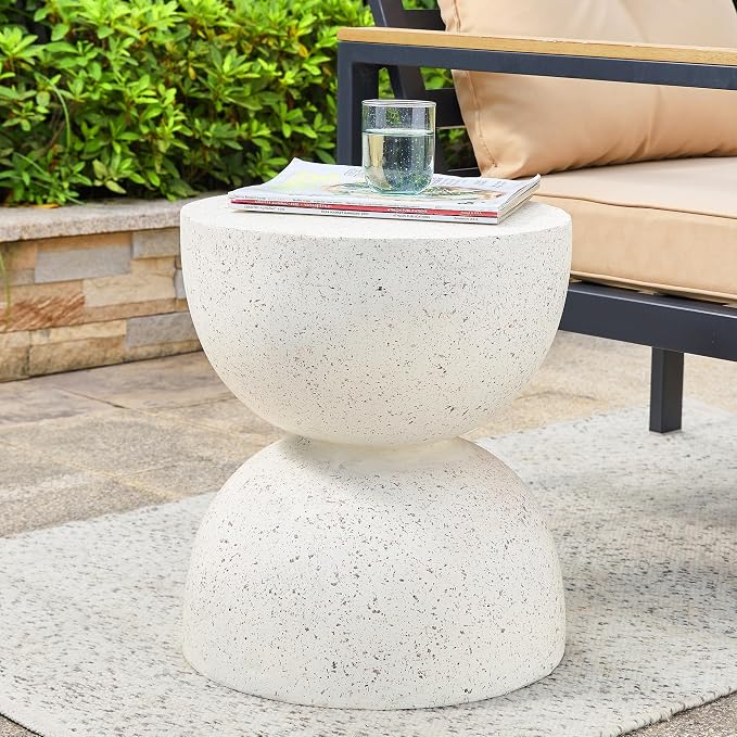 Glitzhome Outdoor Side Tables Set of 2, Heavy Duty Patio Sturdy Faux Terrazzo - Image 8