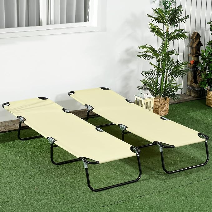 Outsunny 2 Piece Folding Chaise Lounge Pool Chairs, Outdoor Sun Tanning Chairs - Image 9