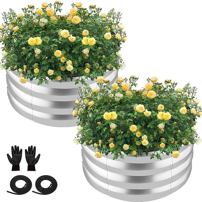 ZXZYHFTY Round Galvanized Raised Garden Bed kit, Round Large Metal Raised by ZXZYHFTY