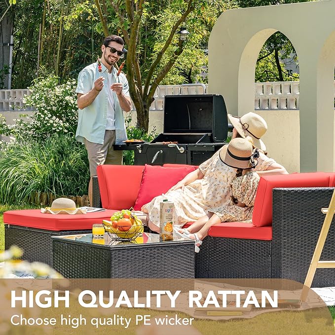Devoko 5 Pieces Patio Furniture Sets All Weathevr Outdoor Sectional Patio Sofa - Image 5