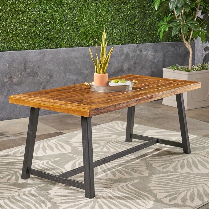 Christopher Knight Home Toby Outdoor Acacia Wood Dining Table, Sandblast Teak - Image 2