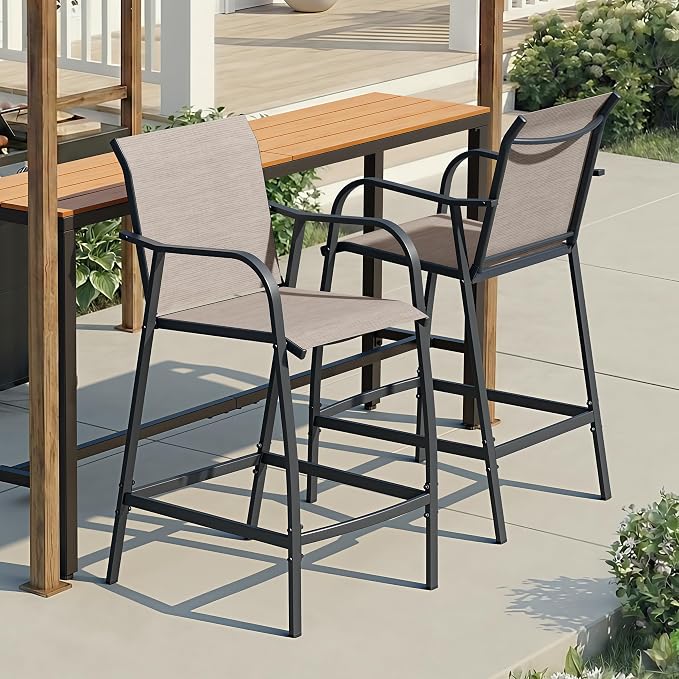 Crestlive Products Outdoor Bar Stools Set of 2, Bar Height Patio Chairs by CrestliveProducts