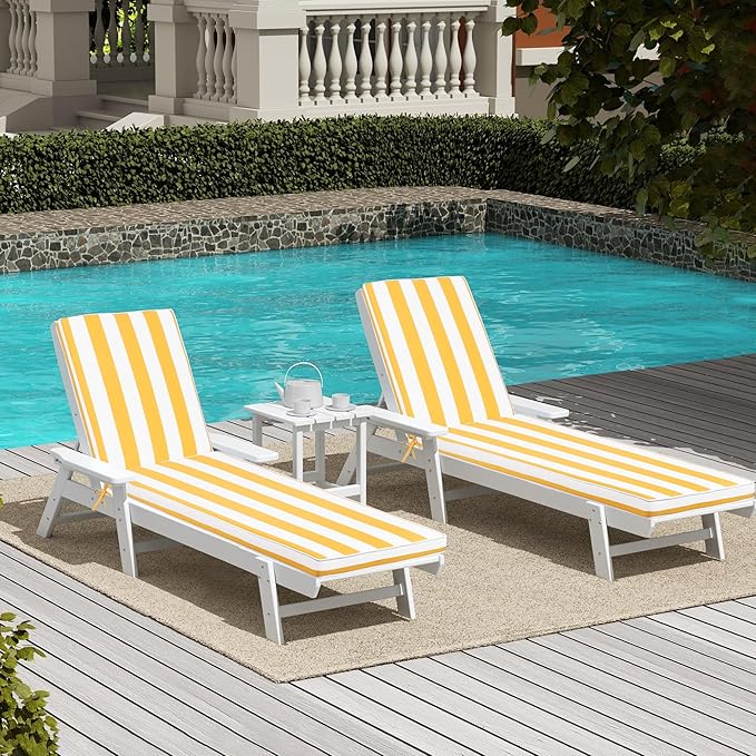Only choice 2 Pcs Set Outdoor Lounge Chair Cushions Patio Chaise Lounge Chair - Image 2