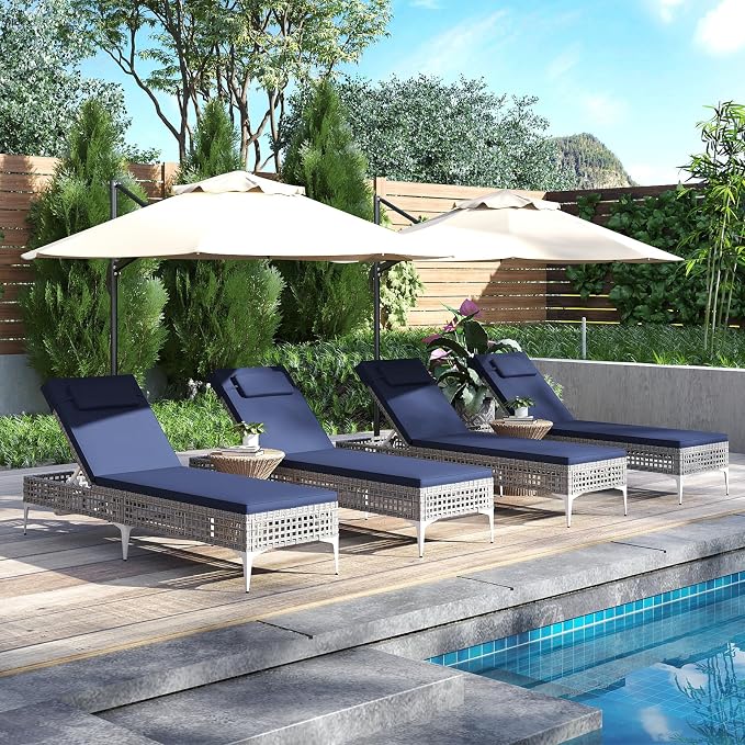 Tangkula Patio Chaise Lounge Chair, PE Wicker Reclining Sun Lounger - Image 5