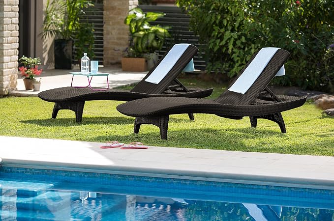Keter Set of 2 Pacific Sun Lounge Chair Outdoor Chaise Pool Chairs - Image 7