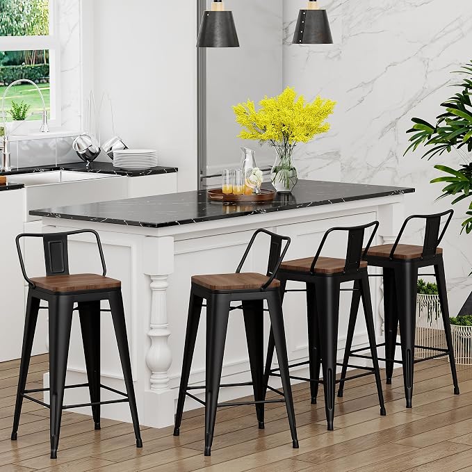 Yongchuang 24" Metal Barstools Set of 4 Counter Bar Stools - Image 2