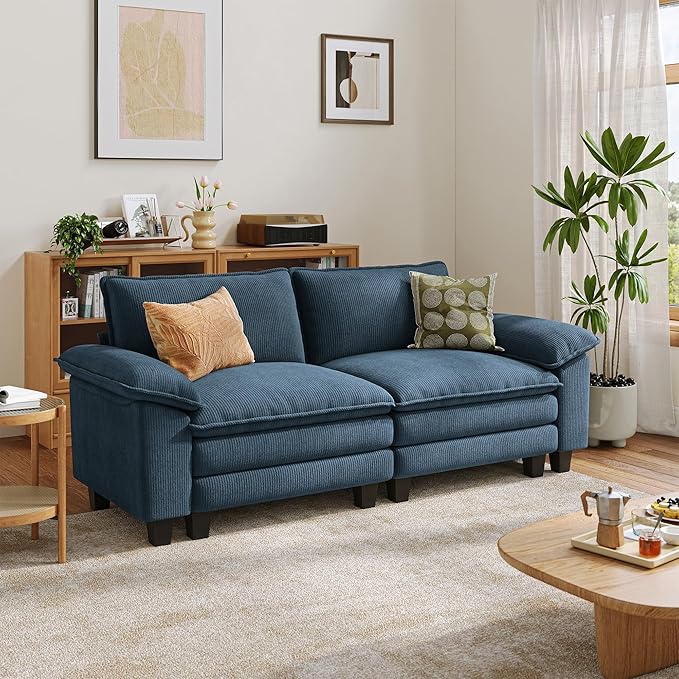 LINSY HOME 90'' Cloud Loveseat Sofa, Modular Sectional Couches Corduroy Cloud by LINSYHOME
