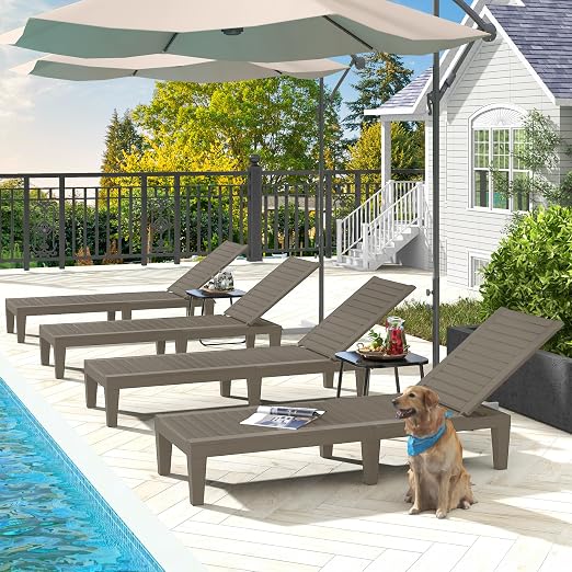 DWVO Outdoor Chaise Lounge, Pool Lounge Chair w/ 5-Level Backrest, Waterproof & - Image 7
