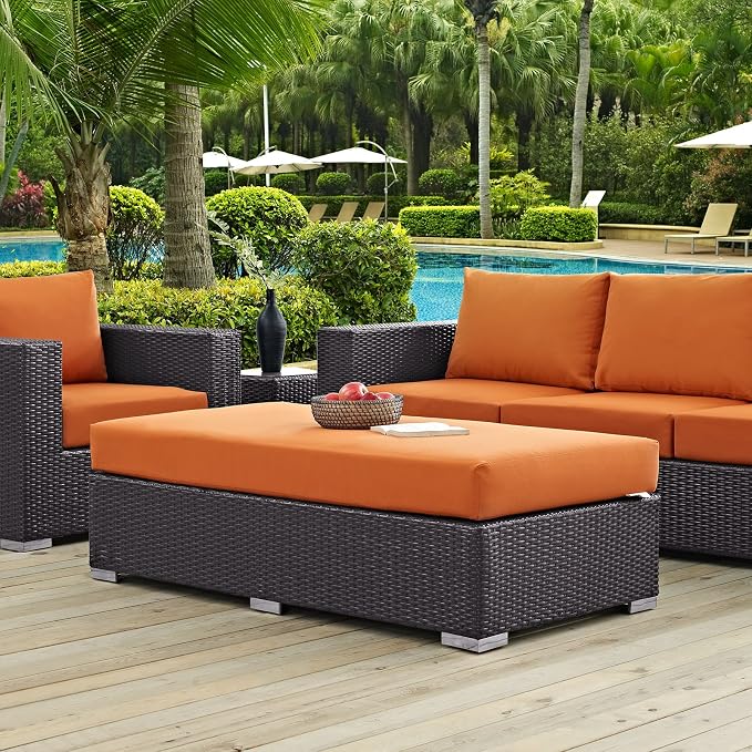 Modway Convene Wicker Rattan Outdoor Patio Rectangle Ottoman - Image 2