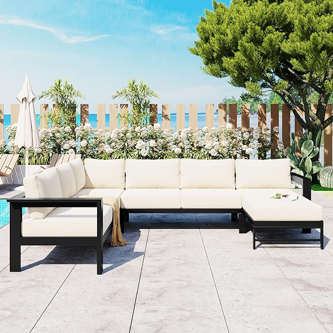 Multi-Person Outdoor Sofa Set, U-Shaped Aluminum Outdoor Sofa Set - Image 2
