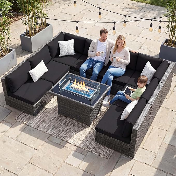 NICESOUL 9 Piece Extra Large Outdoor Patio Furniture Conversation Set by NICESOUL