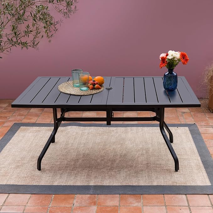 Sour Citrus Rectangular Outdoor Metal Patio Dining Table - Image 4